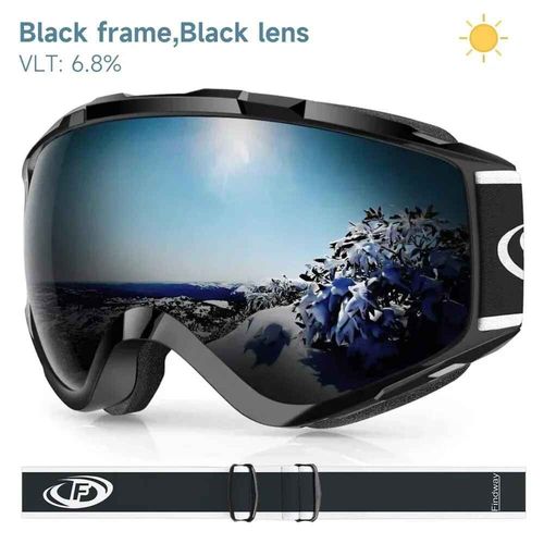Findway-Lunettes De Ski Double Couche Pour Adultes,Lentille Anti-Buée,Anti-Uv,Design Otg,Lunettes De Neige Pour- Black Frame Black-B