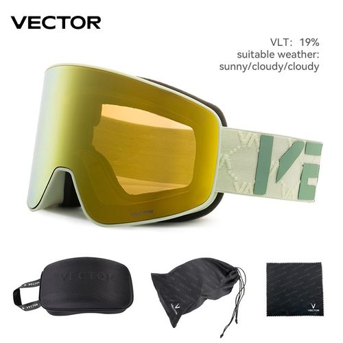 VECTOR-Lunettes de ski cylindriques à absorption magnétique pour hommes et femmes,lunettes anti-buée à double - Goggles And Box 3