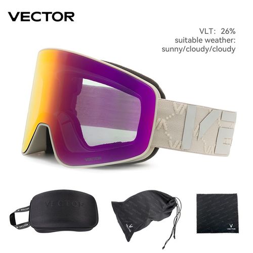VECTOR-Lunettes de ski cylindriques à absorption magnétique pour hommes et femmes,lunettes anti-buée à double - Goggles And Box 1