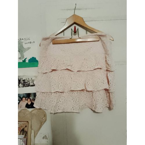 Jupe En Dentelle Rose Clair 42 Xl Camaïeu.