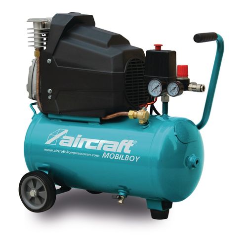 Compresseur mobile à huile cuve 24 L 1,8 kW / 2,45 Ch 265 L/min 10 bars 230V Aircraft MOBILBOY 261/24T E