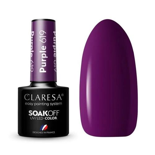 Lak À Ongles Hybride Uv/Led Claresa Soak Off Violet 619, 5g Multicolore