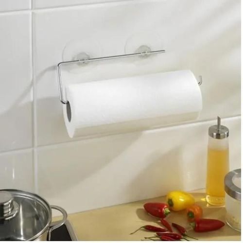 Porte essuie-tout mural - WENKO - Static-Loc® - Métal - Argent - Ventouse repositionnable