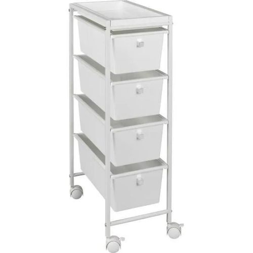 Desserte Mobile - Wenko - Gala - 4 Tiroirs - Métal - Plastique - Blanc