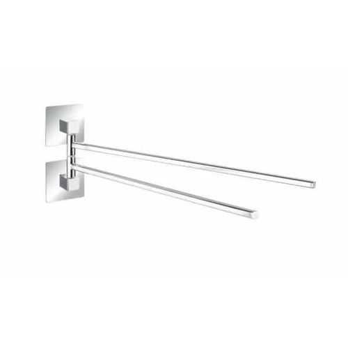 WENKO Porte serviettes salle de bain mural Quadro, 2 barres porte serviette mobiles fixation sans perçage Turbo-Loc®, Acier Inox