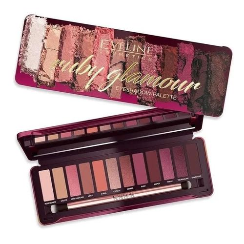 Eveline Cosmetics Ruby Glamour Eyeshadow Palette, 12 Fards A Paupières Multicolore