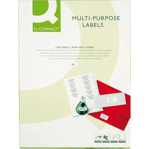 Q-Connect Ãtiquettes Universelles , 105x37 Mm, Rectangulaires, Blanches 100 Feuilles.
