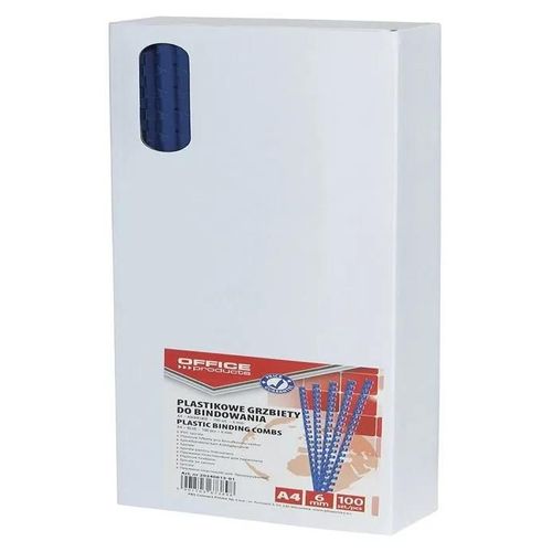 Office Products - 20240615-01 - Reliure Spins, A4, 6mm (25 Feuilles), 100 Pcs, Bleu