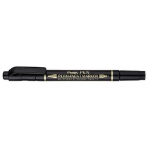 Pentel Marqueur Permanent Pen, Double Pointe, Noir 0,000000 Noir
