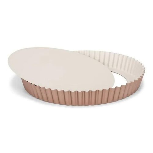 Patisse Forme De Quiche Avec Fond Libre 28 Cm Acier Cuivre/Beige