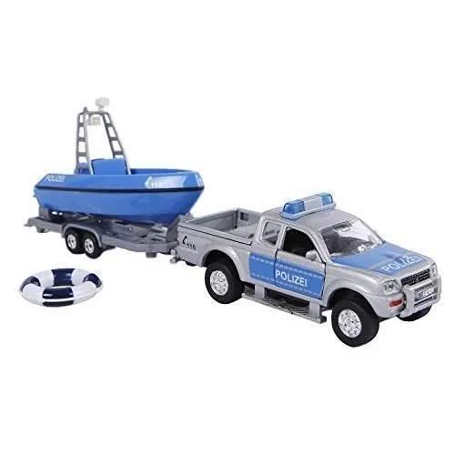 Van Manen 2-Play Traffic Die Cast Police (Voiture De Police L200, Remorque, Bateau De Sauvetage, Pull Back) - 510614