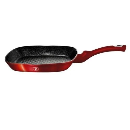Grill 28 Cm Rouge Metal, Revêtement Marbre- Aluminium Turbo Induction