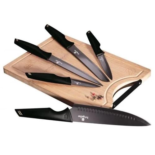 Couteaux - Berlinger Haus - Black Rose Bh2708 - Acier Inoxydable - 6 Pièces - Planche Incluse