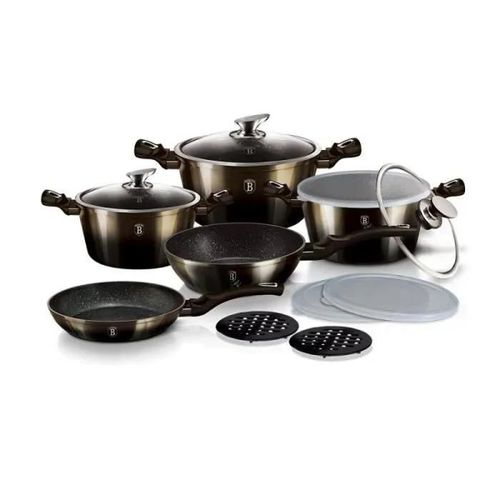 Berlingerhaus Batterie De Cuisine 13 Pièces, Collection Metallic Line Shiny Black - 5999108415258