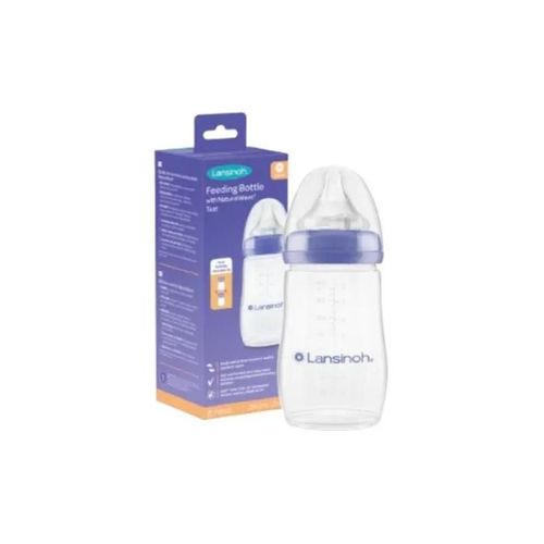 Lansinoh Natural Wave Biberon 240 Ml - Tétine Anti-Colique Souple - Transition Sein/Biberon