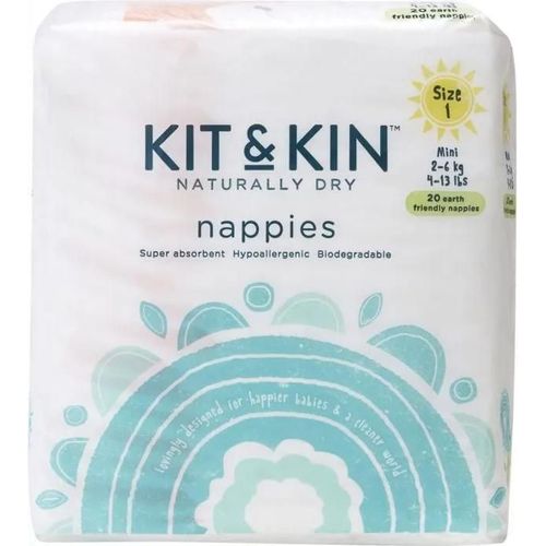 Couche Jetable - Couche Dapprentissage Kit And Kin - Kak00006 - Couches Biodégradables 1, 2-6 Kg, 20 Pièces.