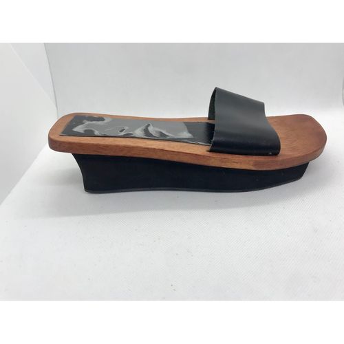 Sandales Plate-Forme Pointure 39 Cop Copine Cuir Noir Bois Brun Minimaliste Geta Sabot