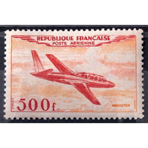 Fouga Magister 500f Jaune-Orange Et Rouge (Très Joli Aérienne N° 32) Neuf* - France Année 1954 - Brn83 - N33745