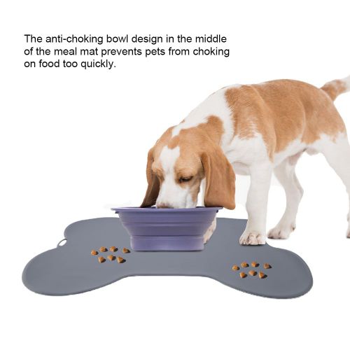 Hjlian Tapis D'alimentation En Silicone Pour Chat, Gamelle, Nourriture, Eau, Set De Table, Produit Pour Animaux De Compagnie, Gris