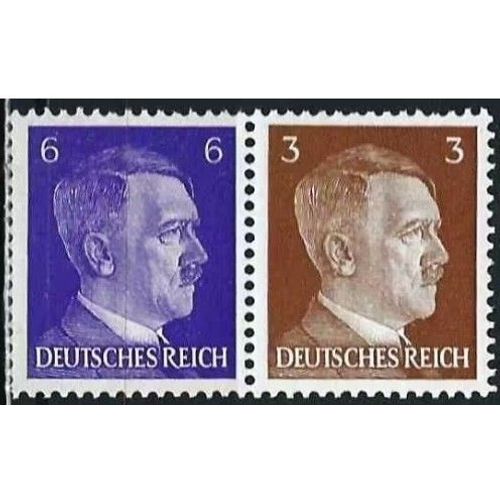 Allemagne, 3ème Reich 1941, Très Belle Paire Neuve** Luxe Attachée Timbres Yvert 706 Et 709, Portraits Chancelier Hitler, 3pf. Brun Et 6pf. Violet.