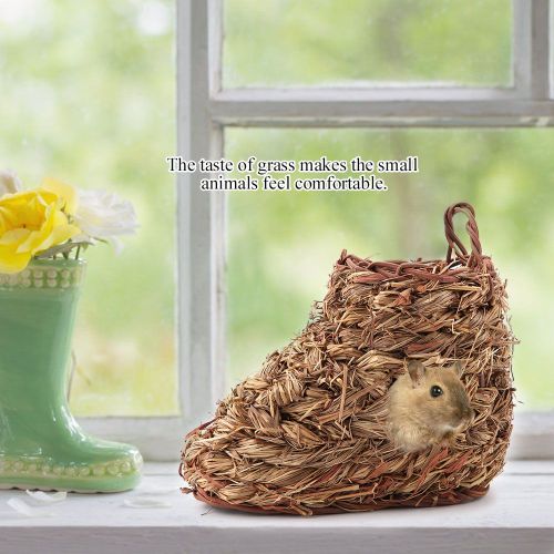 Hjlian Nid Pour Animal De Compagnie Fait A La Main, Style Sandales En Paille, Pantoufles De Paille Pour Hamster Et Rat, Petit Nid Chaud