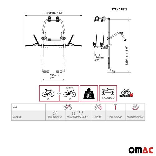 Menabo Porte-Vélos Sur Hayon Pour Toyota Auris 2006-2018 2 Vélos