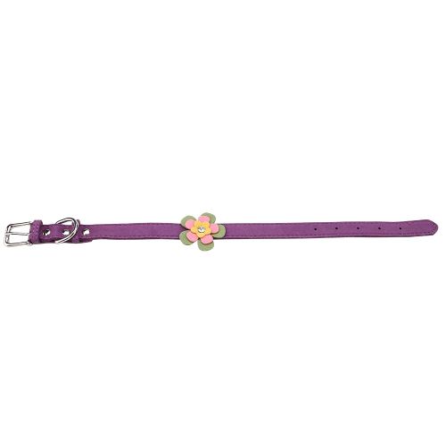 Hjlian Collier Pour Chien A Trois Couches En Pu Souple Avec Strass Et Fleurs, Violet, Taille S