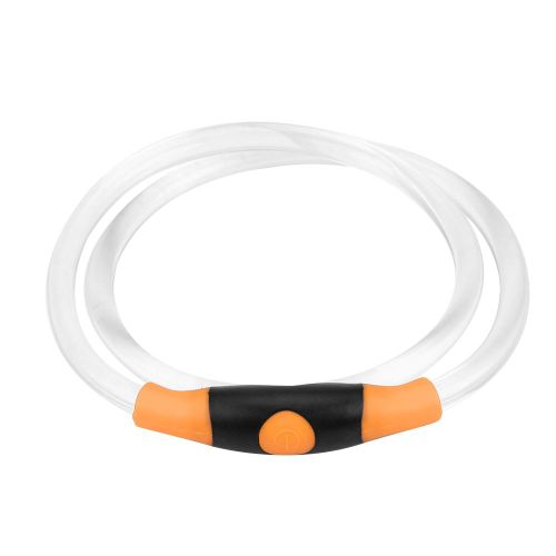 Hjlian Collier Led Pour Chien 70 Cm, Rechargeable Par Usb, Reglable, Lumineux, Securite Pour Animaux De Compagnie (Orange)