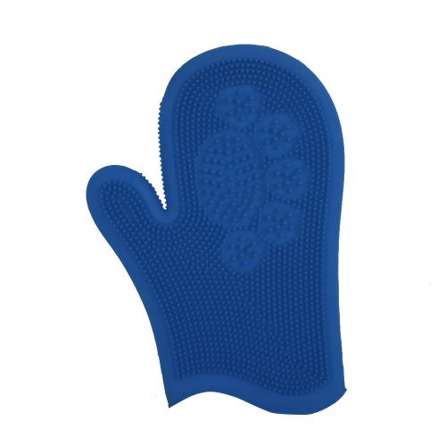 Hjlian Brosse De Bain En Silicone Impermeable Pour Animaux De Compagnie, Gants De Massage Et De Toilettage, Peigne Pour Poils De Chien, Bleu