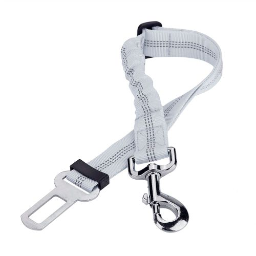 Hjlian Harnais De Securite Telescopique Pour Chien, Chat, Chiot, Laisse Elastique Reflechissante, Pour Voiture, Gris