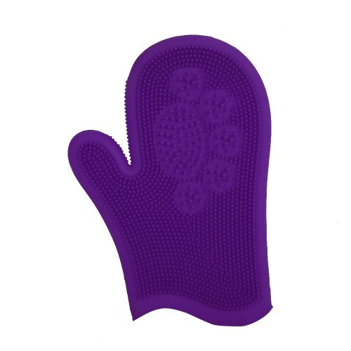 Hjlian Brosse De Bain En Silicone Impermeable Pour Animaux De Compagnie, Gants De Massage Et De Toilettage, Peigne Pour Poils De Chien, Violet