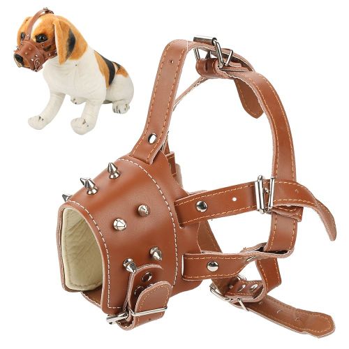 Hjlian Museliere Pour Chien A Rivets Et Sangles Reglables, Protege-Bouche Anti-Morsure Pour Animaux De Compagnie (Cafe)