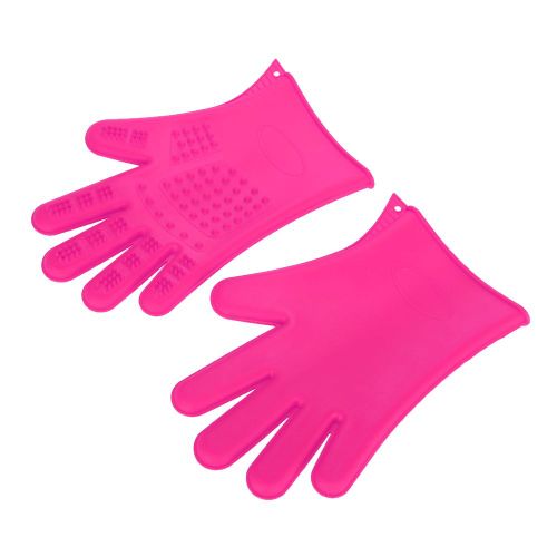 Hjlian Brosse De Bain En Silicone Impermeable Pour Animaux De Compagnie, Gants De Massage Et De Toilettage, Peigne Pour Poils De Chien, Rose