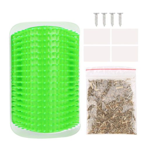Hjlian 1 Brosse De Toilettage Pour Chat, Peigne De Massage D'angle Mural, Outil De Toilettage Pour Animaux De Compagnie (Vert)