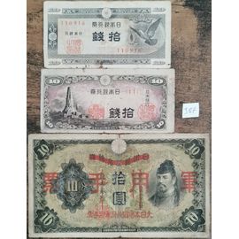 Lot 3 Billets Japon - 10 Yen 1938 - 10 Sen 1944 / 1953 : J87