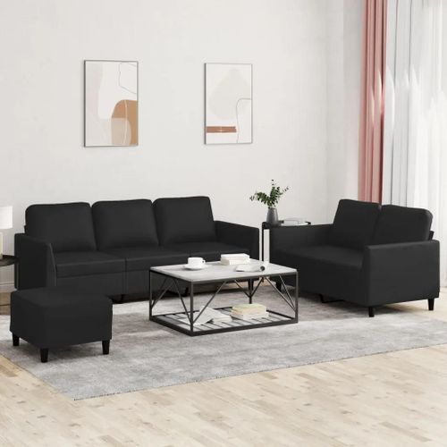 Prolenta Premium - Ensemble De Canapés 3 Pcs Avec Coussins Noir Similicuir
