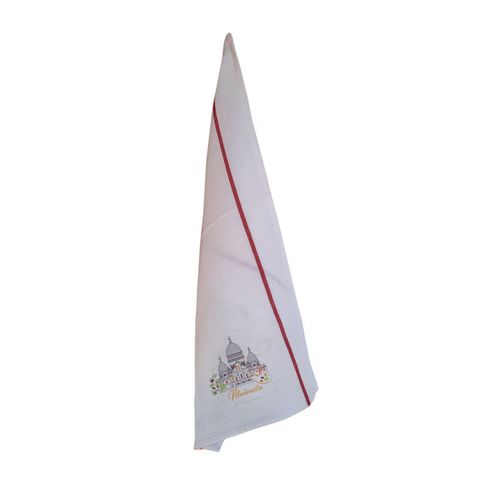 Torchon Nid D'abeilles Recyclé Montmartre Blanc/Rouge 50 X 70 Cm Winkler