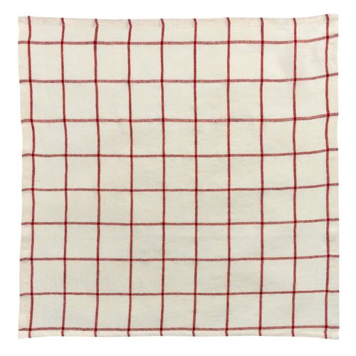 Serviette De Table Carreaux Karma Ecru/Rouge 50 X 50 Cm Winkler