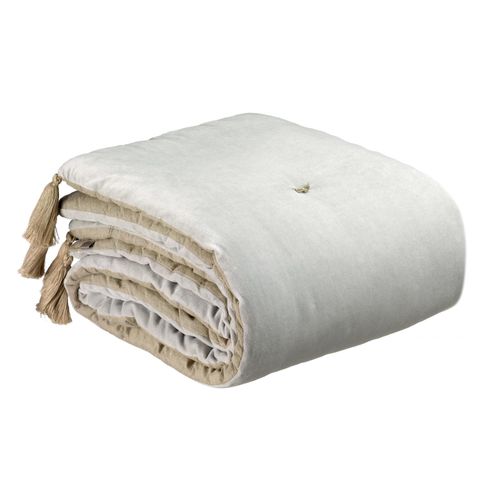 Edredon Pompons Elise Perle 80 X 180 Cm Vivaraise