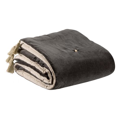Edredon Pompons Elise Tonnerre 80 X 180 Cm Vivaraise