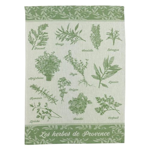 Torchon Jacquard Herbes De Provence Vert 50 X 70 Cm Winkler
