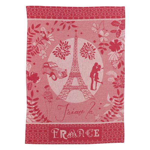 Torchon Jacquard Tour Eiffel Rouge 50 X 70 Cm Winkler