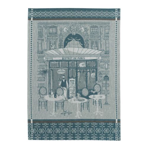 Torchon Jacquard Bistrot Bleu 50 X 70 Cm Winkler