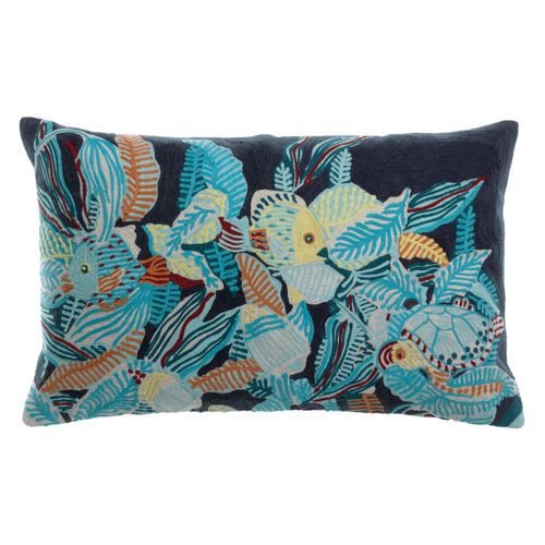 Coussin Brodé Dori Marine 30 X 50 Cm Vivaraise