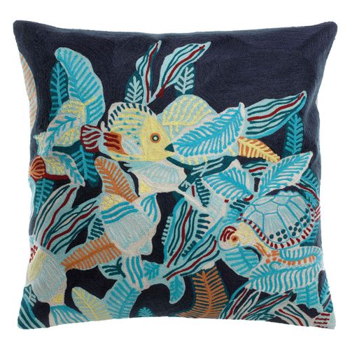 Coussin Brodé Dori Marine 45 X 45 Cm Vivaraise