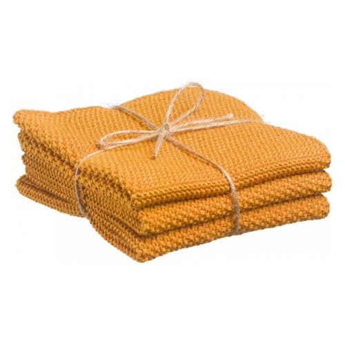 Lot De 3 Essuie-Mains Tricotés Izan Recyclés Tournesol 25 X 25 Cm Winkler