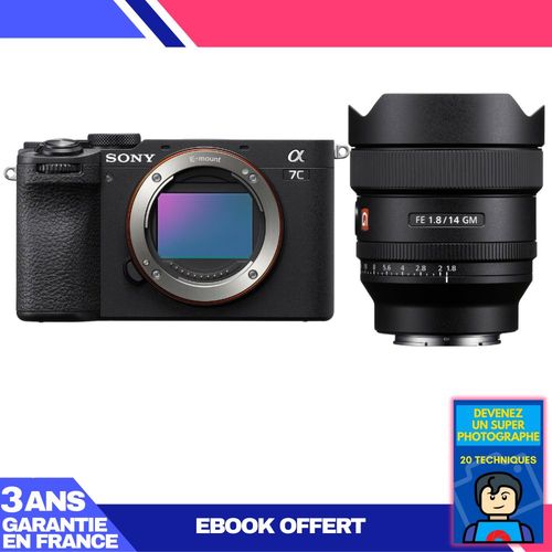 Boitier Sony A7C II Noir + FE 14mm f/1.8 GM + Ebook 'Devenez Un Super Photographe'