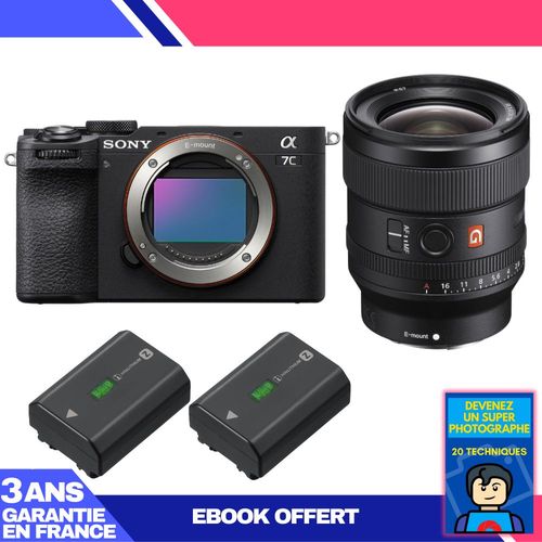 Boitier Sony A7C II Noir + FE 24mm f/1.4 GM + 2 Sony NP-FZ100 + Ebook 'Devenez Un Super Photographe'