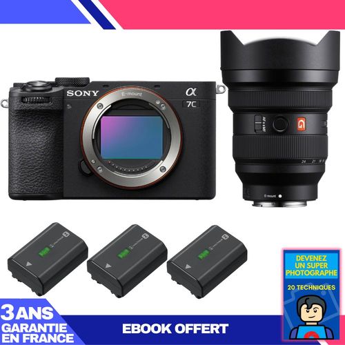Boitier Sony A7C II Noir + FE 12-24mm f/2.8 GM + 3 Sony NP-FZ100 + Ebook 'Devenez Un Super Photographe'