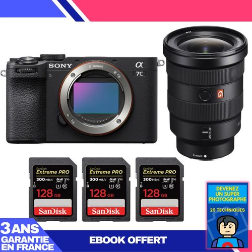 Boitier Sony A7C II Noir + FE 16-35mm f/2.8 GM + 3 SanDisk 128GB Extreme PRO UHS-II SDXC 300 MB/s + Ebook 'Devenez Un Super Photographe'